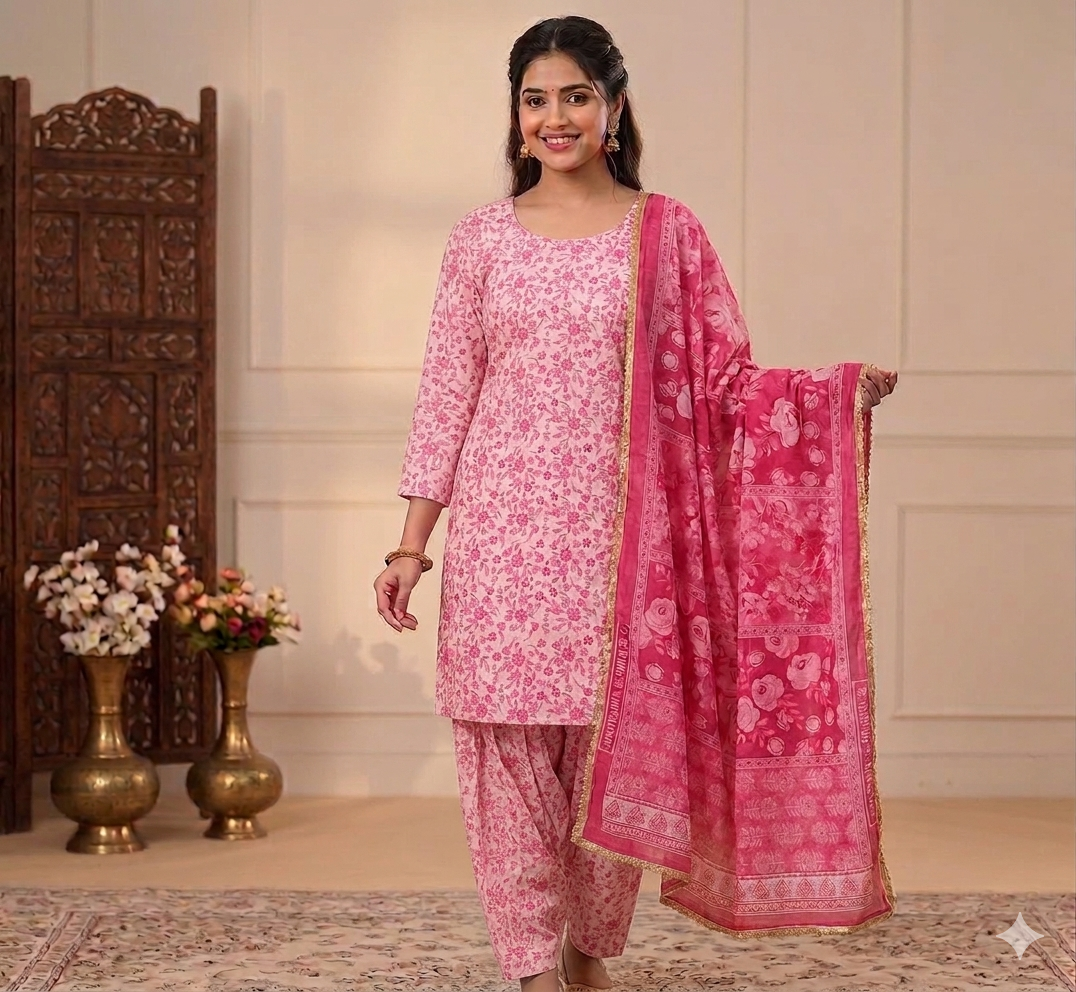 Cotton Suit With Dupatta
